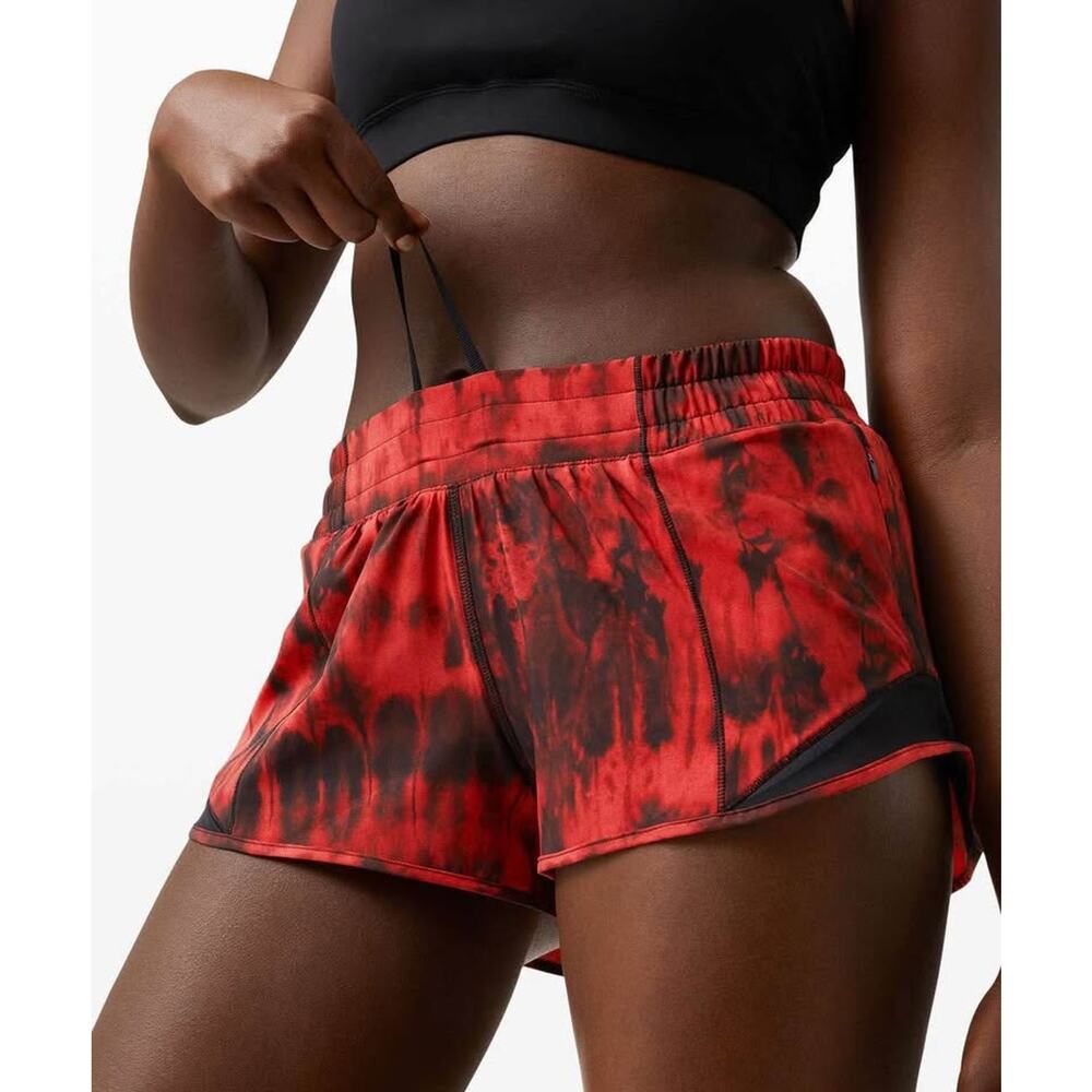 Lululemon Hotty Hot Short II 2.5" Game Day Red Black Size 10